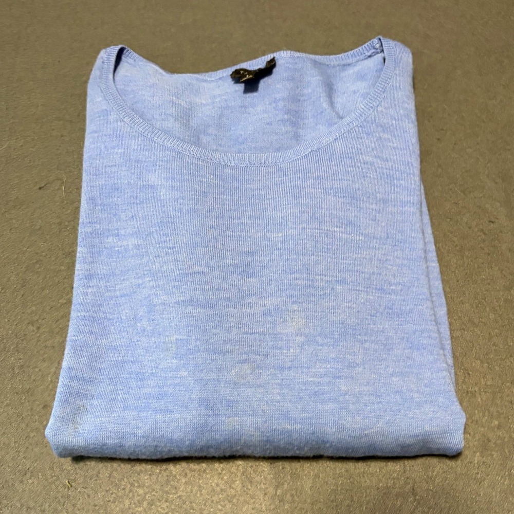 Talbots Merino Wool Sweater Women L Blue Preppy Coastal Fall Lightweight Relaxed